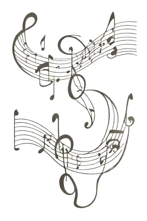 Spine Tattoo With Music Notes