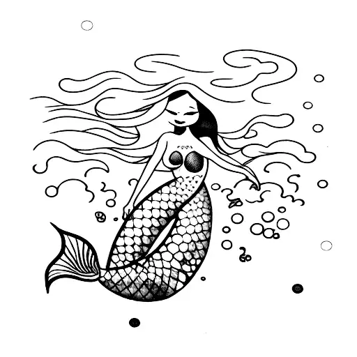 Realistic Full Body Mermaid Swimming Upward