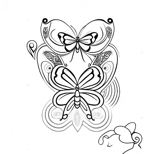Butterfly And Dainty Flowers On Spine
