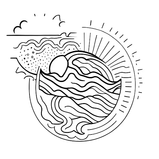 River With Eroding Banks And Sun Shining Above