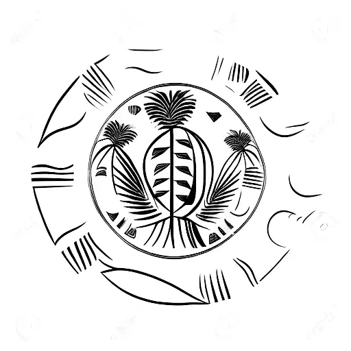 Palm Tree Around The Taino Coqui Symbol