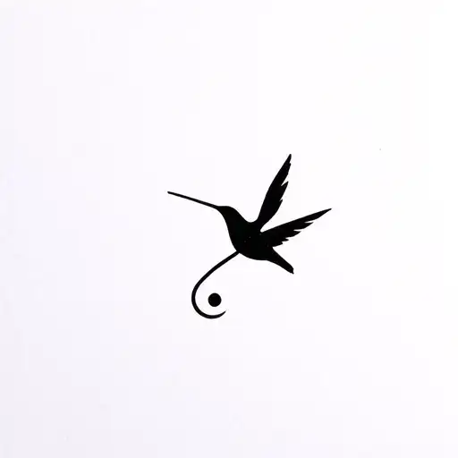 Behind Ear Minimalistic Semi Colon Hummingbird