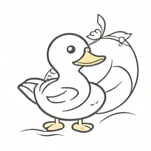 Cartoon Cute Little Duck With A Happy Face
