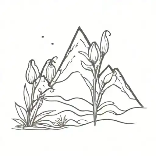 Mountain And Snow Drop Flower
