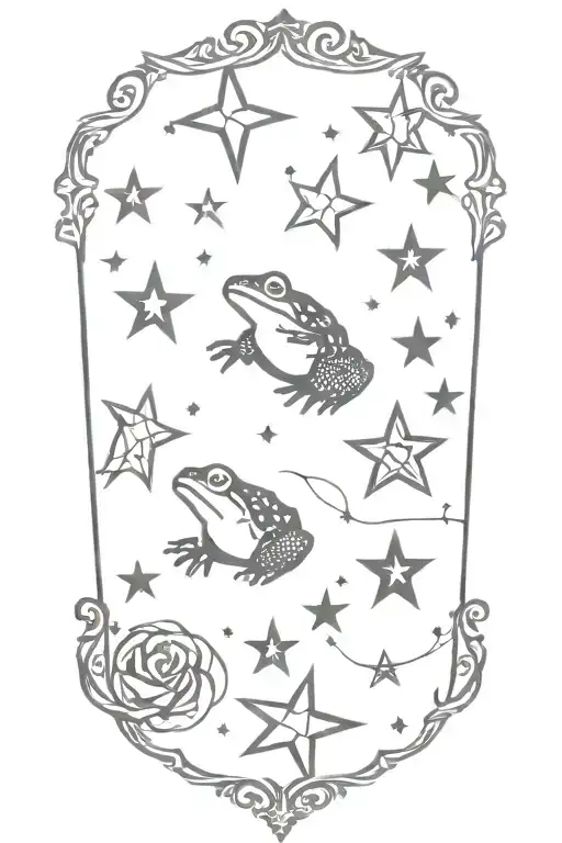 An Intricate Design With Whimsical Gothic Motifs Like Stars And Toads