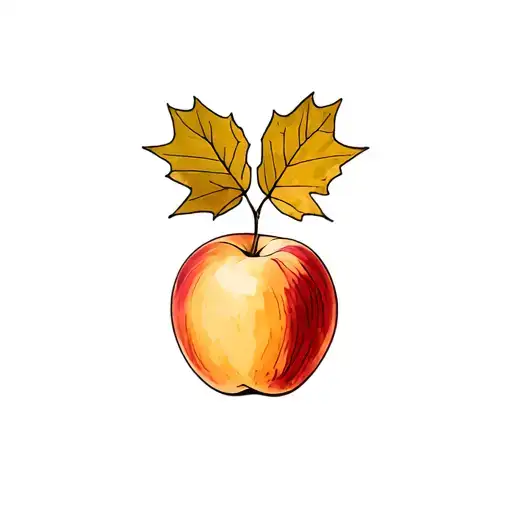 Peach And Apple With Canadian Maple Leaf Intertwined