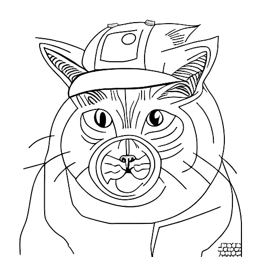 A Minimalist Tattoo Of A Cat Wearing A Harry Potter-themed Hat