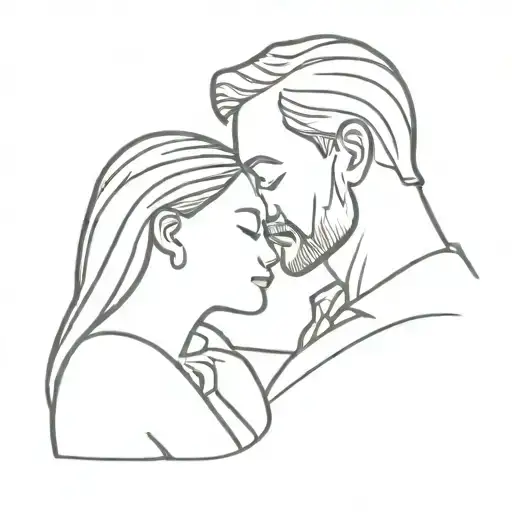 A Tattoo Of A Father Kissing His Daughter's Forehead