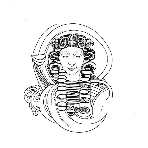 Medusa Playing A Harp