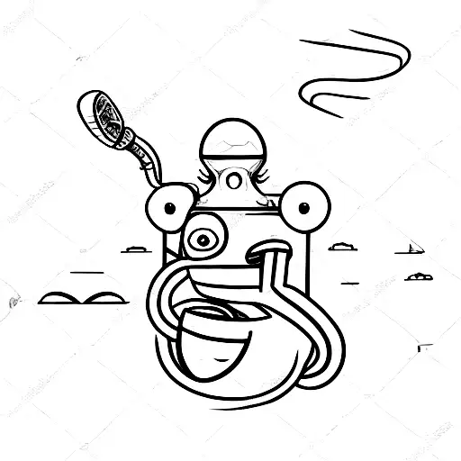 Simple Basic Cartoon Stensal Tatoo Of An Alien Sitting On The Moon Smoking A Bong