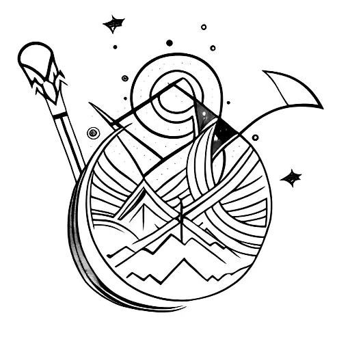 Moon With One Boho Arrow And Crystals