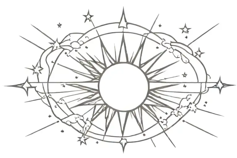 Sun Rays And Stars Armband Tatoo Design