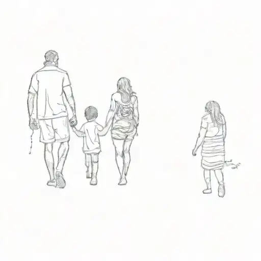 A Family Walking On The Beach
