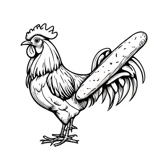 Gallic Rooster Holding Baguette