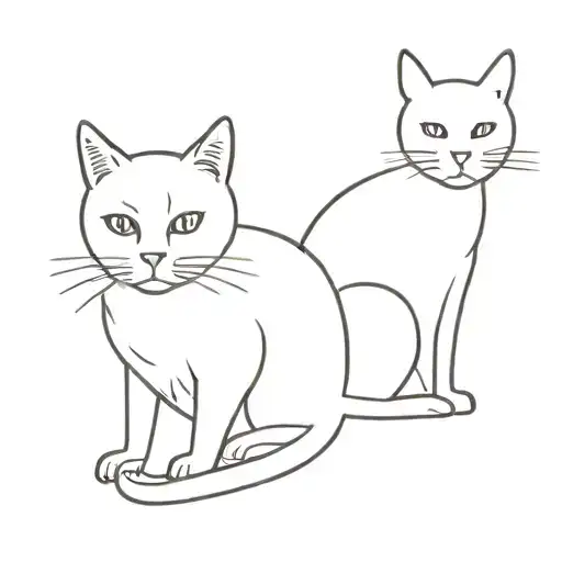 Black Cat And Tuxedo Cat Curled