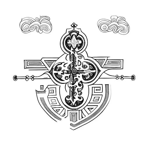 Cross And Roman Numerals 13 And 27