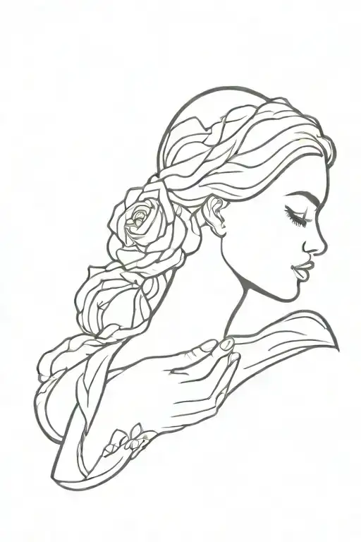 Breastfeeding Baby Girl Side Profile With Rose And Name Ashtyn