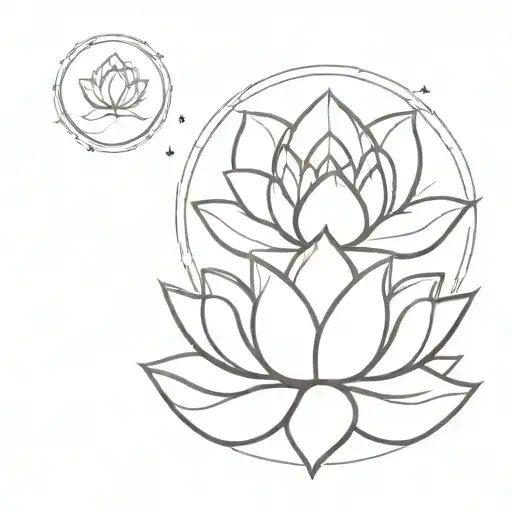Lotus Flower With Moon Behind Simple Hindu Style Design Incorporating Elements