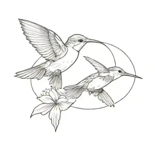 Fingerprint Tattoo With Hummingbird