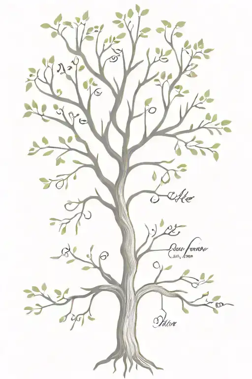 Family Tree With Each Branch Representing Child Names