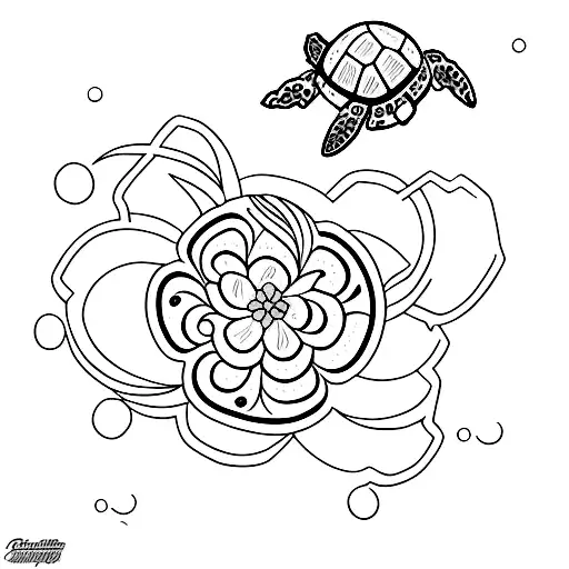 Buttercup Flower With Sea Turtle Incorporated
