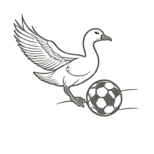 Goose And Soccer Ball Simple Outline