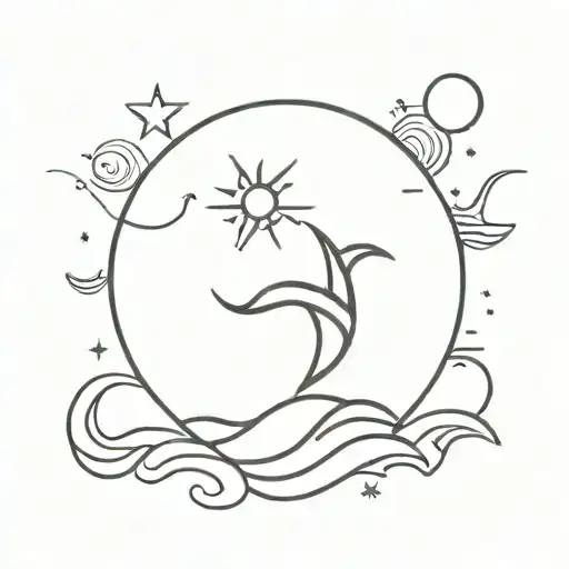 Wave Sun Star Moon Plane Flying In The Sky