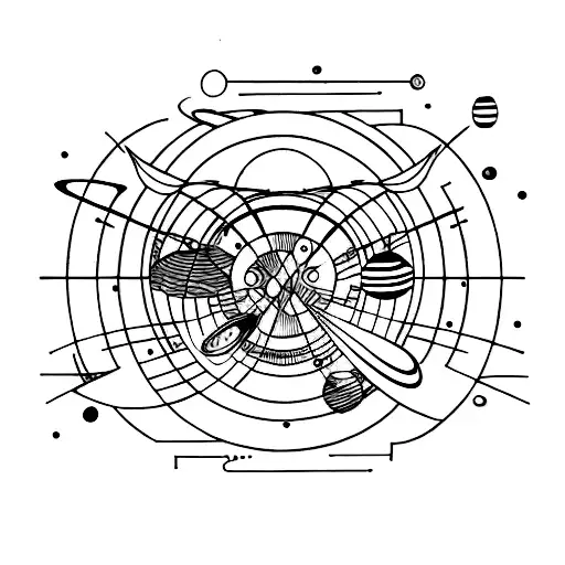 Planets And Space With Geometric Shapes