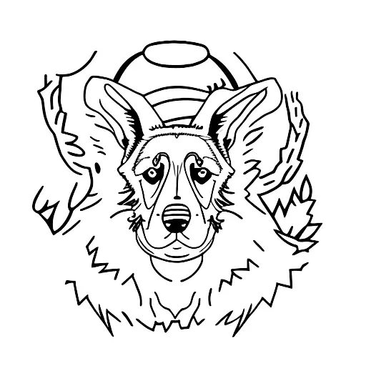 German Shepherd Whole Body Alert In The Woods