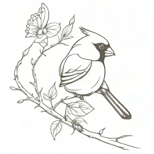 Cardinal And Butterfly Emerging