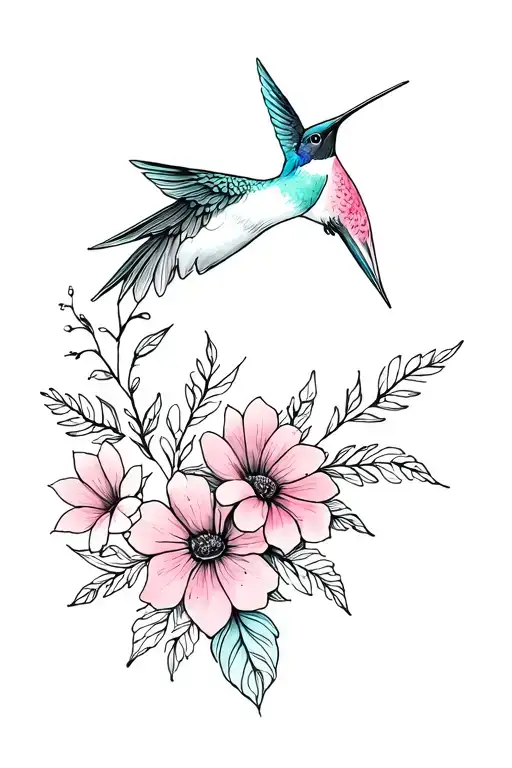 Hummingbird And Flowers With Kamden Kutler And Kenna In Handwriting