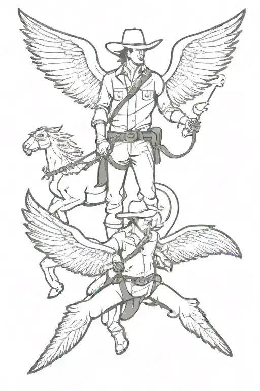 Cowboy And Winged Angels