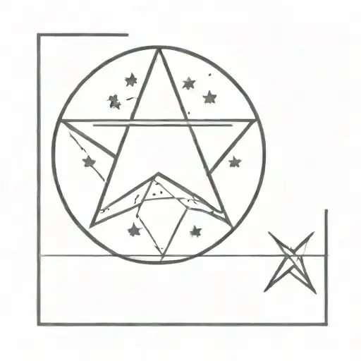 3 Pole Stars And A Star With Circular Lines In The Middle