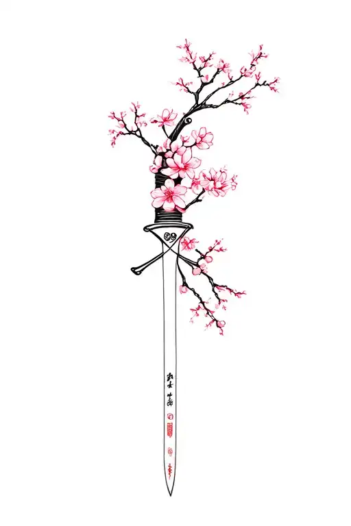 A Katana With Cherry Blossoms
