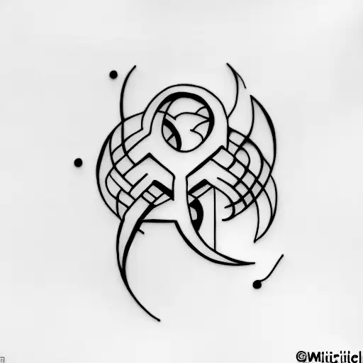 A Minimalist Tattoo Of Depeche Mode's Logo With Music Notes Surrounding It