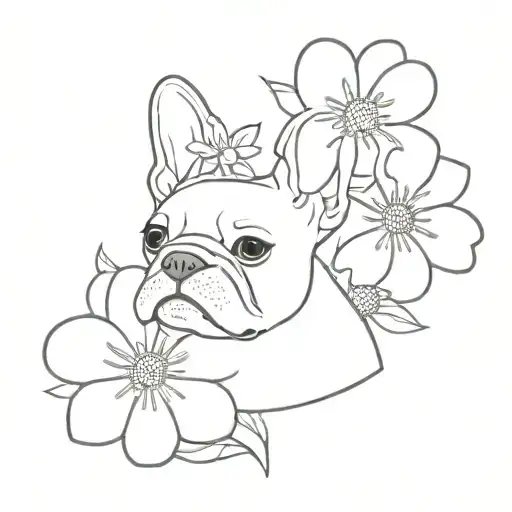 Daisy Flower With Frenchbulldog