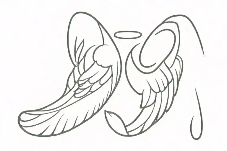 Angel Wings With Footprint In Middle