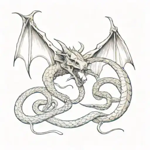 Dragon And Snake Fight In Bull Skull