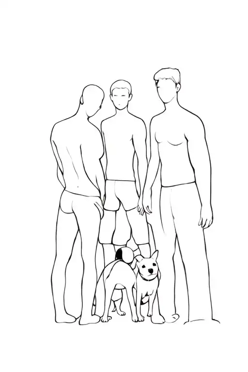 6 People Silhouette Among Them A Small Boy A Dog And The Middle With A Soccer Ball