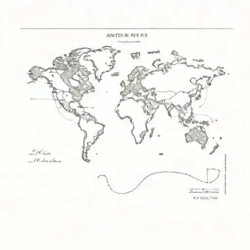A Minimalist Outline Of A World Map With A Dotted Line Tracing The Client's Favorite Travel Route