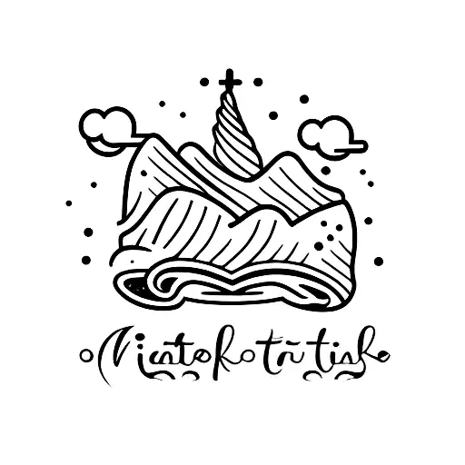 A Minimalist Tattoo Of A Chef's Hat And A Mountain Peak In The Background