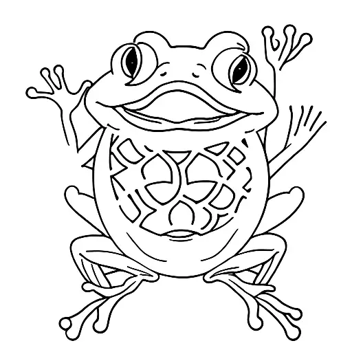 Meditating Frog Minimalistic Outline