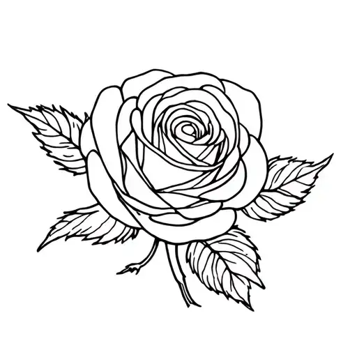 Simple Line Rose Tattoo Design
