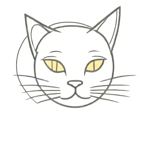 Minimalist Yellow Cat Smiling Face