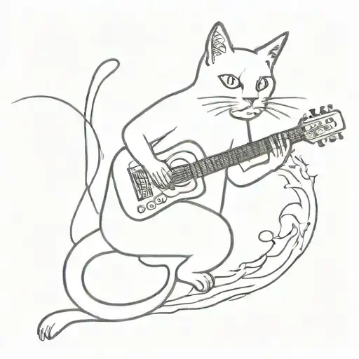 A Ghost Of A Cat Playing Guitar