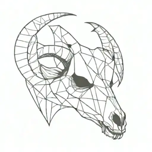 A Minimalist Geometric Goat Skull With Inverted Pentagrams As Eyes