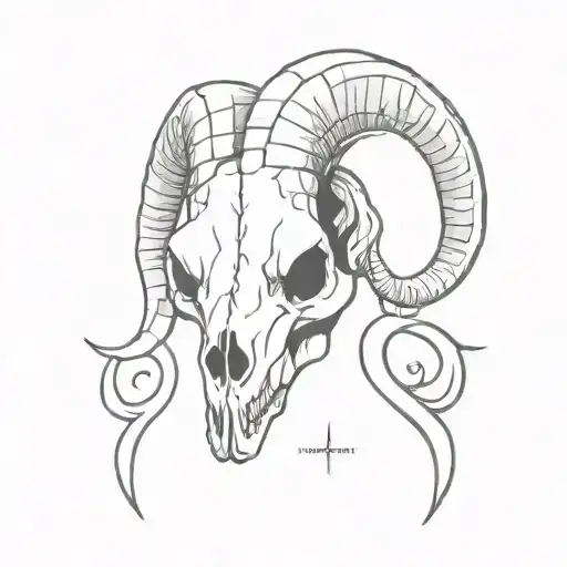 A Minimalist Design Of A Goat Skull With The Word 'Heresy' Written In Latin Beneath It
