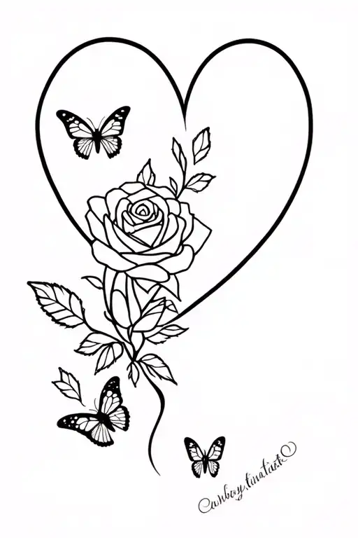 Roses Butterflies Hearts