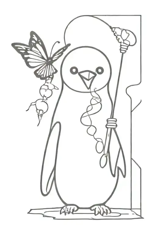 Lightbulb Containing Penguin And Butterfly