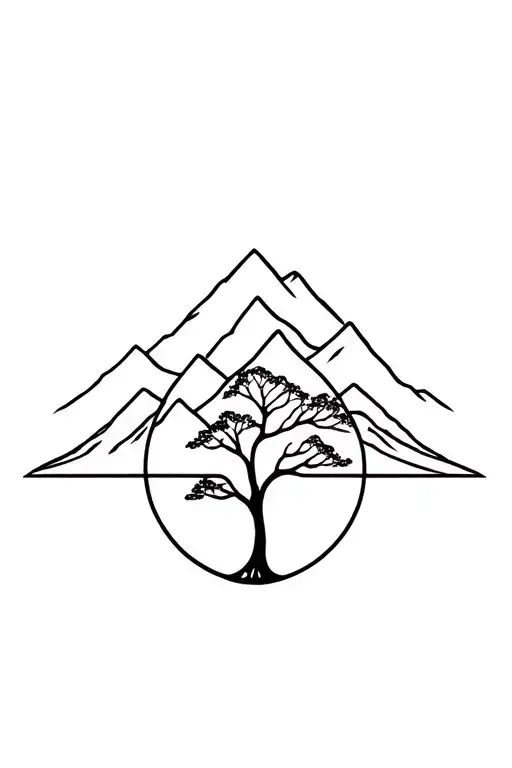 Tree Of Life With Mountains